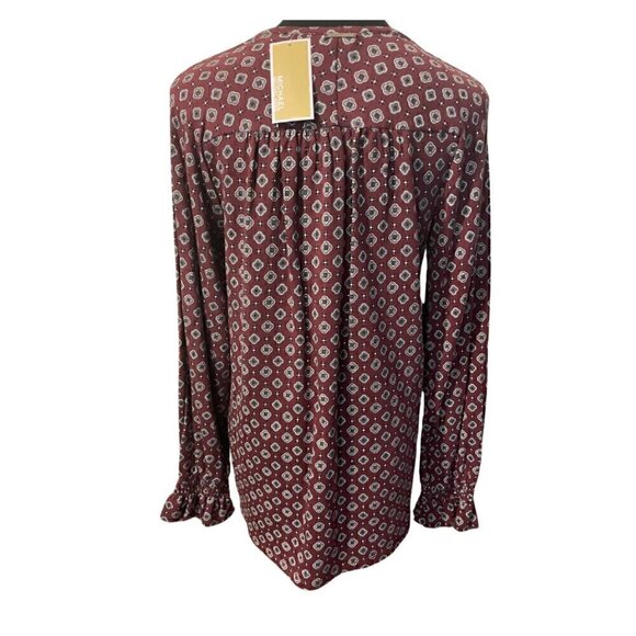 NWT Michael Kors Loose Fit Shirt Long Sleeve Medallion Print Shirt Sz M - Picture 3 of 5